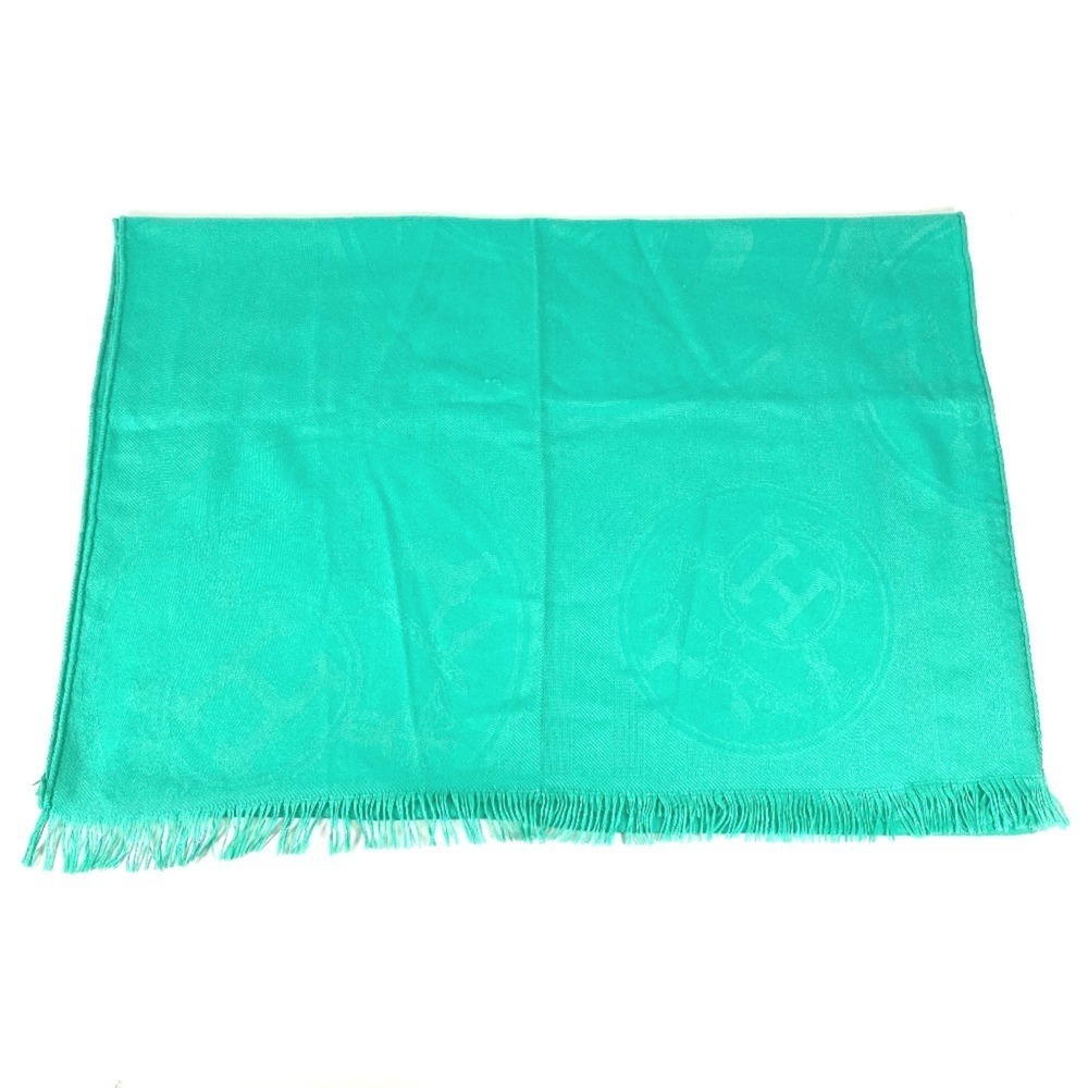 HERMES New Libris Shawl, Fringe Scarf, Cashmere, Silk, Men's & Women's, Green - Picture 3 of 14